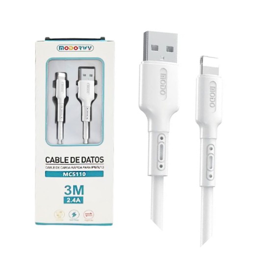 Cabo Modorwy MC5110 Lightning 2,4A 3m Branco Cabo Modorwy MC5110 Lightning 2,4A 3m Branco